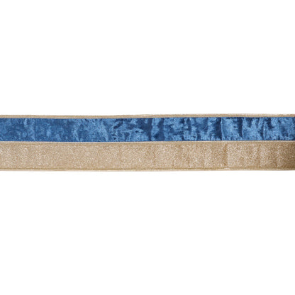 10cm Blue And Champagne Double Layered Velvet Ribbon