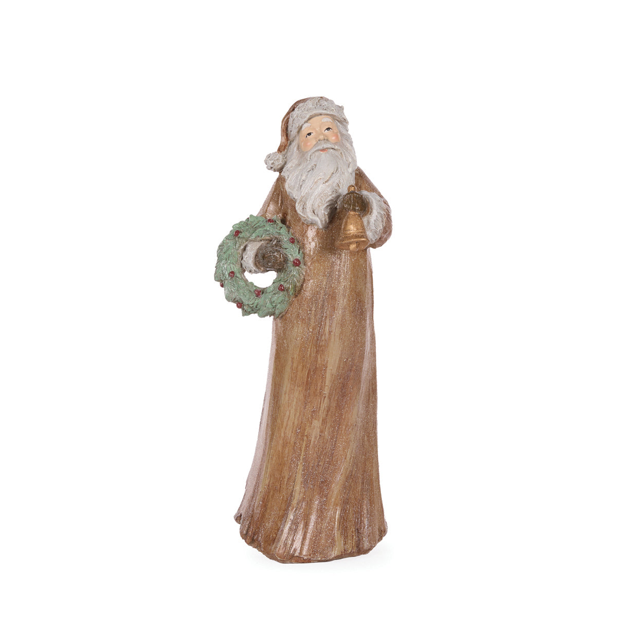 37cm Woodgrain Santa With Wreath