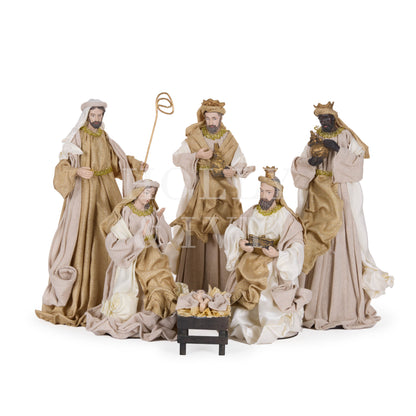 6 Piece Eloquent Fabric Nativity Champagne