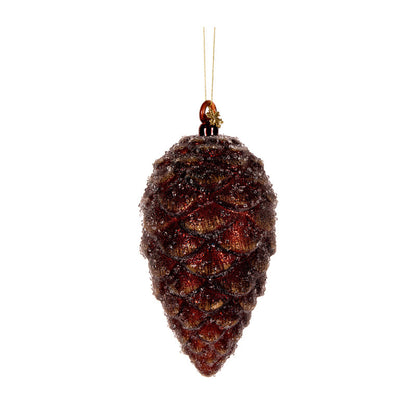 Frosted Brown Long Pinecone Bauble