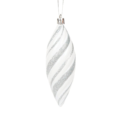 Silver Glitter Drop Bauble