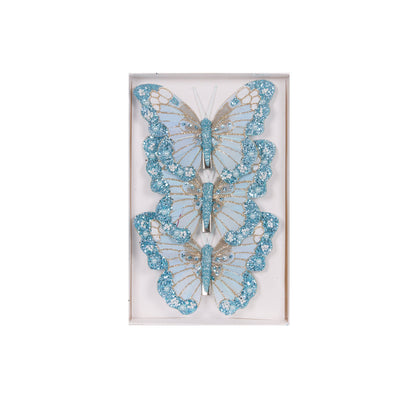 3pk Light Blue Shimmering Butterflies