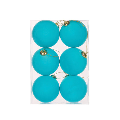 6pk Aqua Flocked Baubles