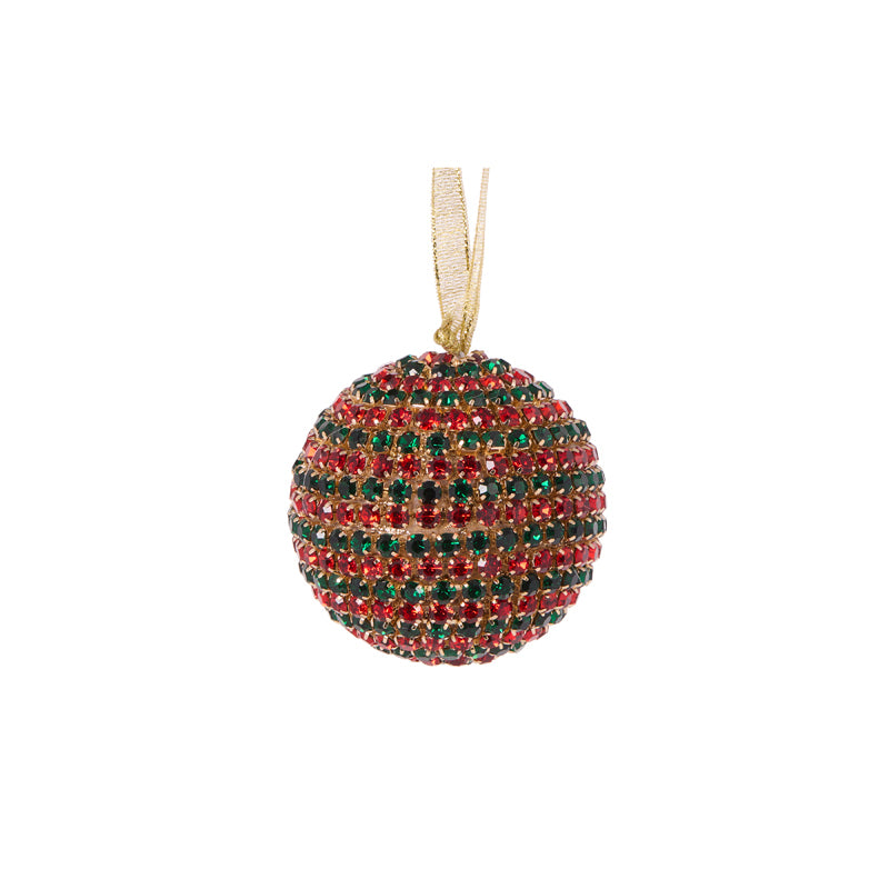 7cm Red And Green Crystal Bauble