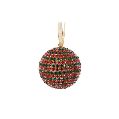 7cm Red And Green Crystal Bauble