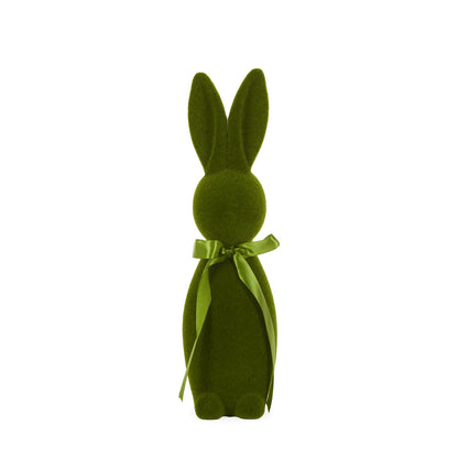 LARGE FLOCKED RABBIT WITH BOW MOSS