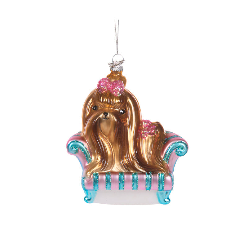 Cozy Dog With Bow Ornament