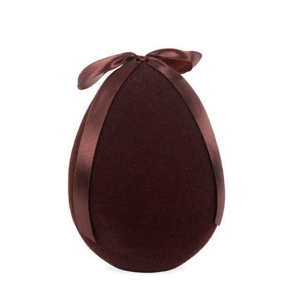 XL FLOCKED EGG WITH BOW BROWN