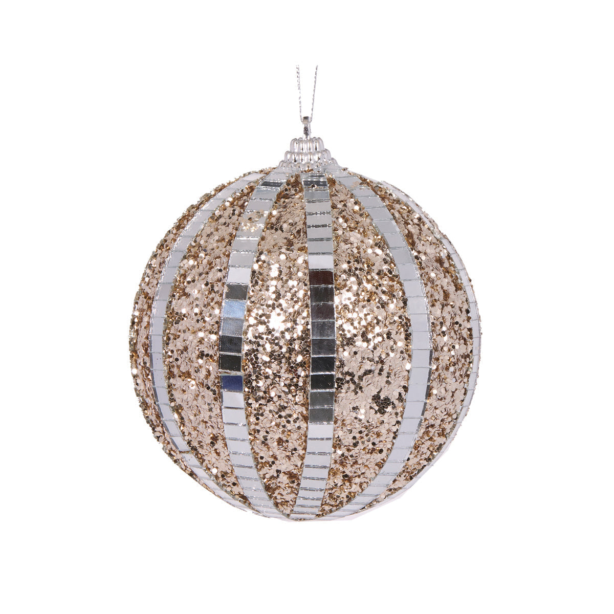 Champagne Mirrored Glitter Bauble