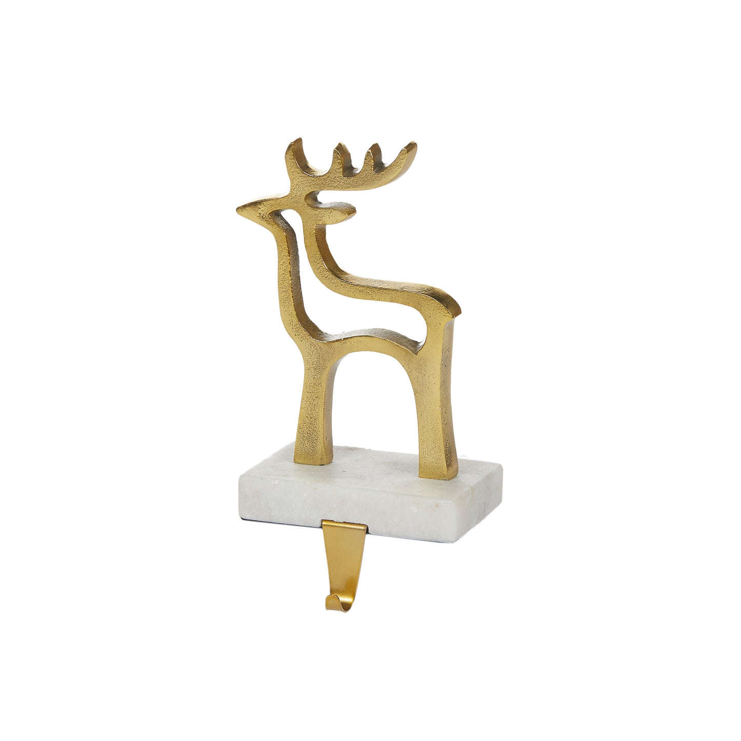 Brass Reindeer Marble Stocking Holder