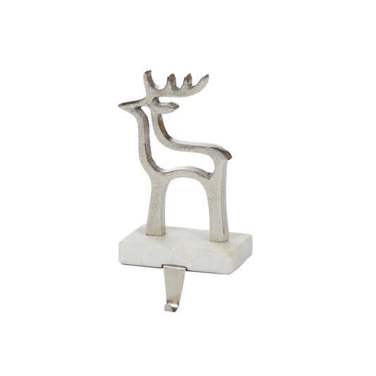 Silver Reindeer Marble Stocking Holder