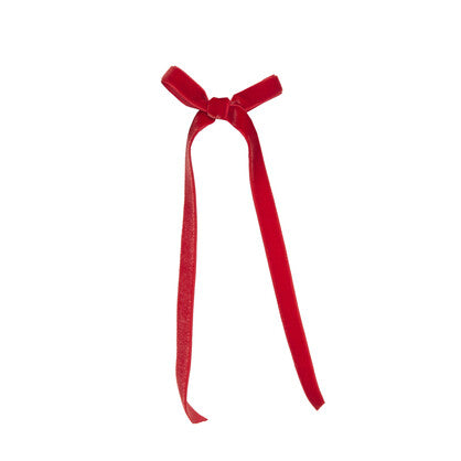 6Pk Red Velvet Skinny Bows