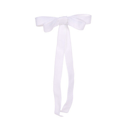 6Pk White Velvet Skinny Bows