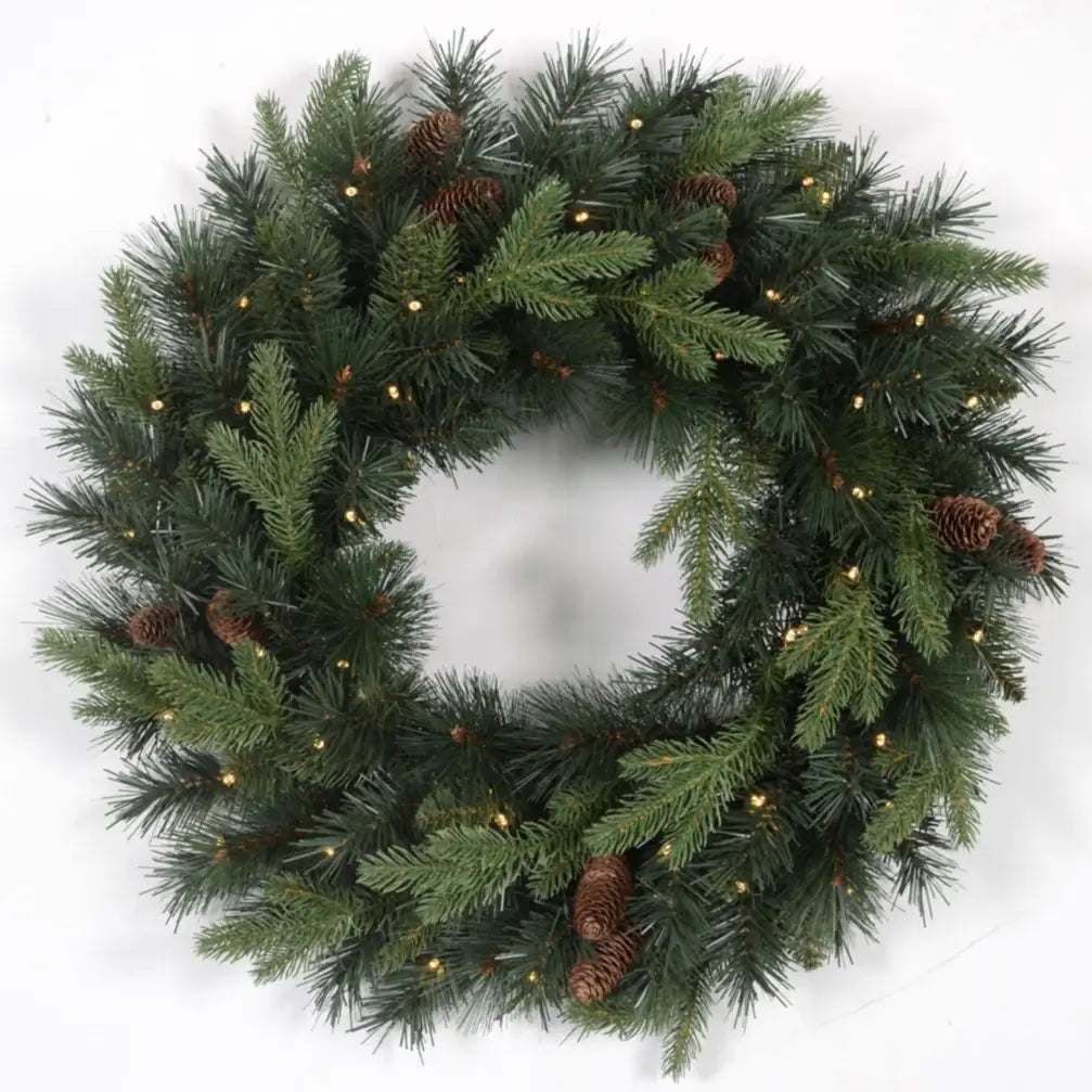 60 Cm Evergreen Wreath - 50 Led