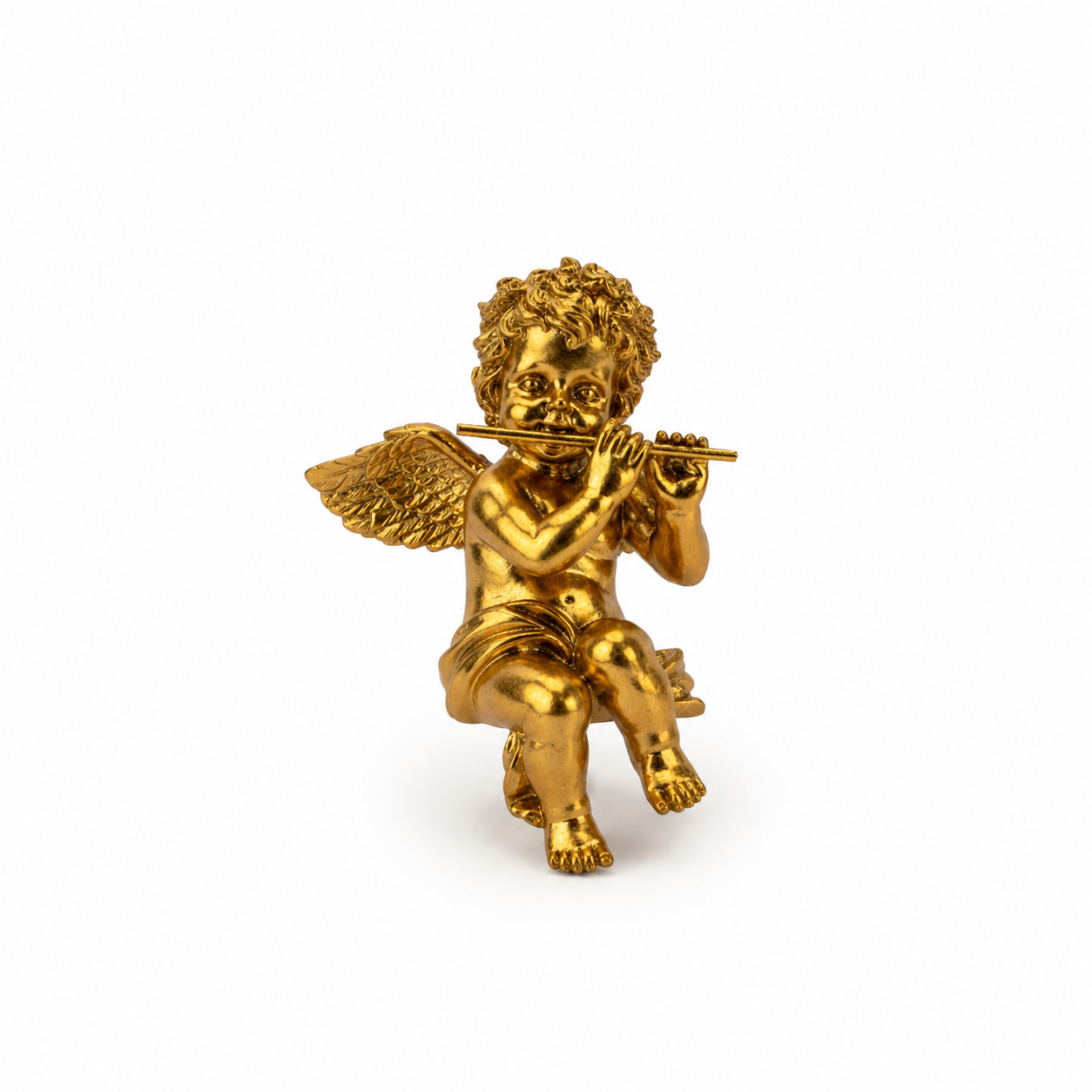 21cm Gold Cherub Playing Flute