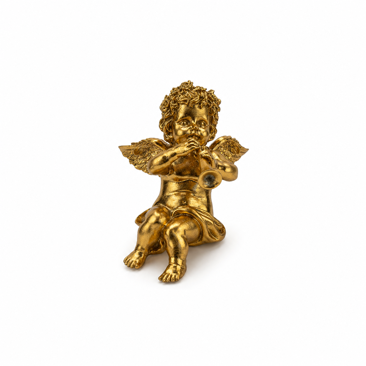 21cm Gold Cherub Playing Trumpet