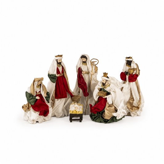 6 Piece Fabric Nativity Red