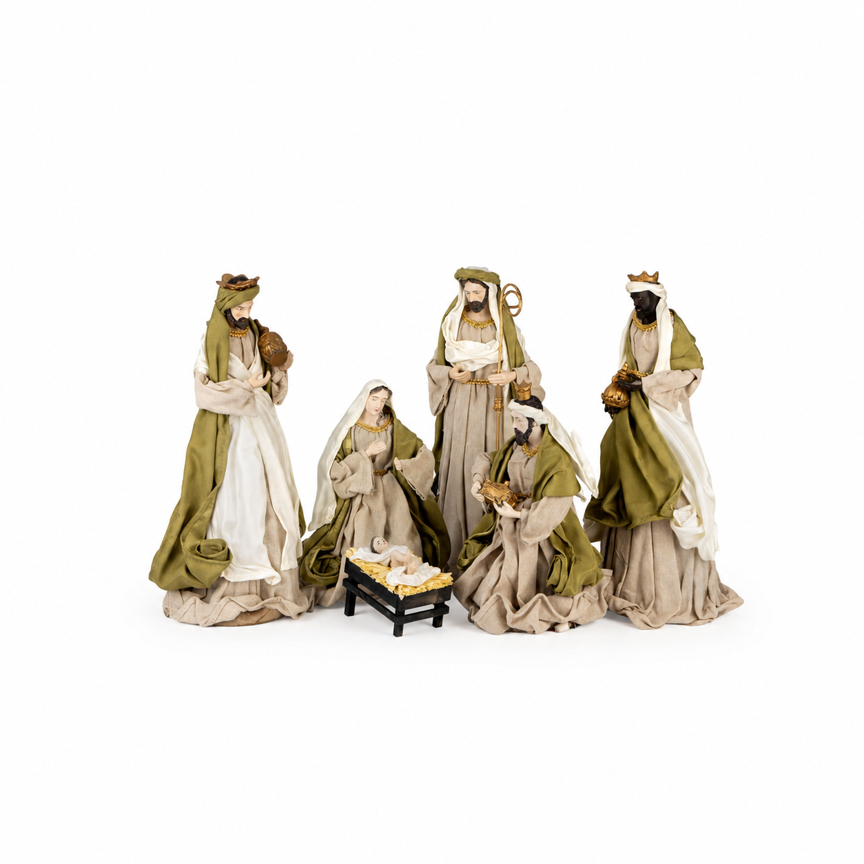 6 Piece Fabric Nativity Green