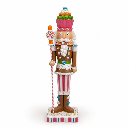 90cm Gingerbread Candy LED Nutcracker with Staff