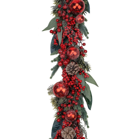 180cm Iced Berry Bauble Garland