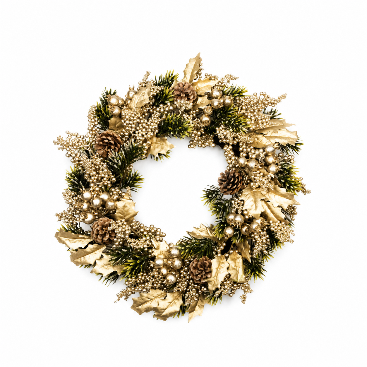50cm Champagne Berry Leaf Wreath