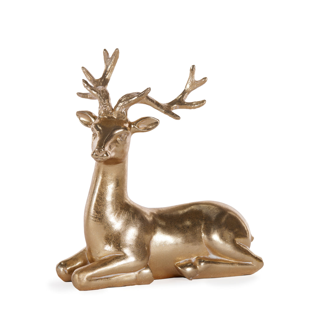 Metallic Gold Reindeer Sitting