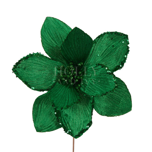 Green Embossed Poinsettia