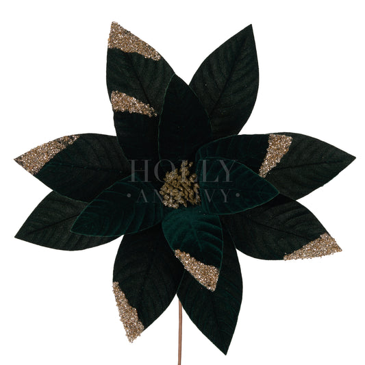 Luxe Emerald Velvet Poinsettia