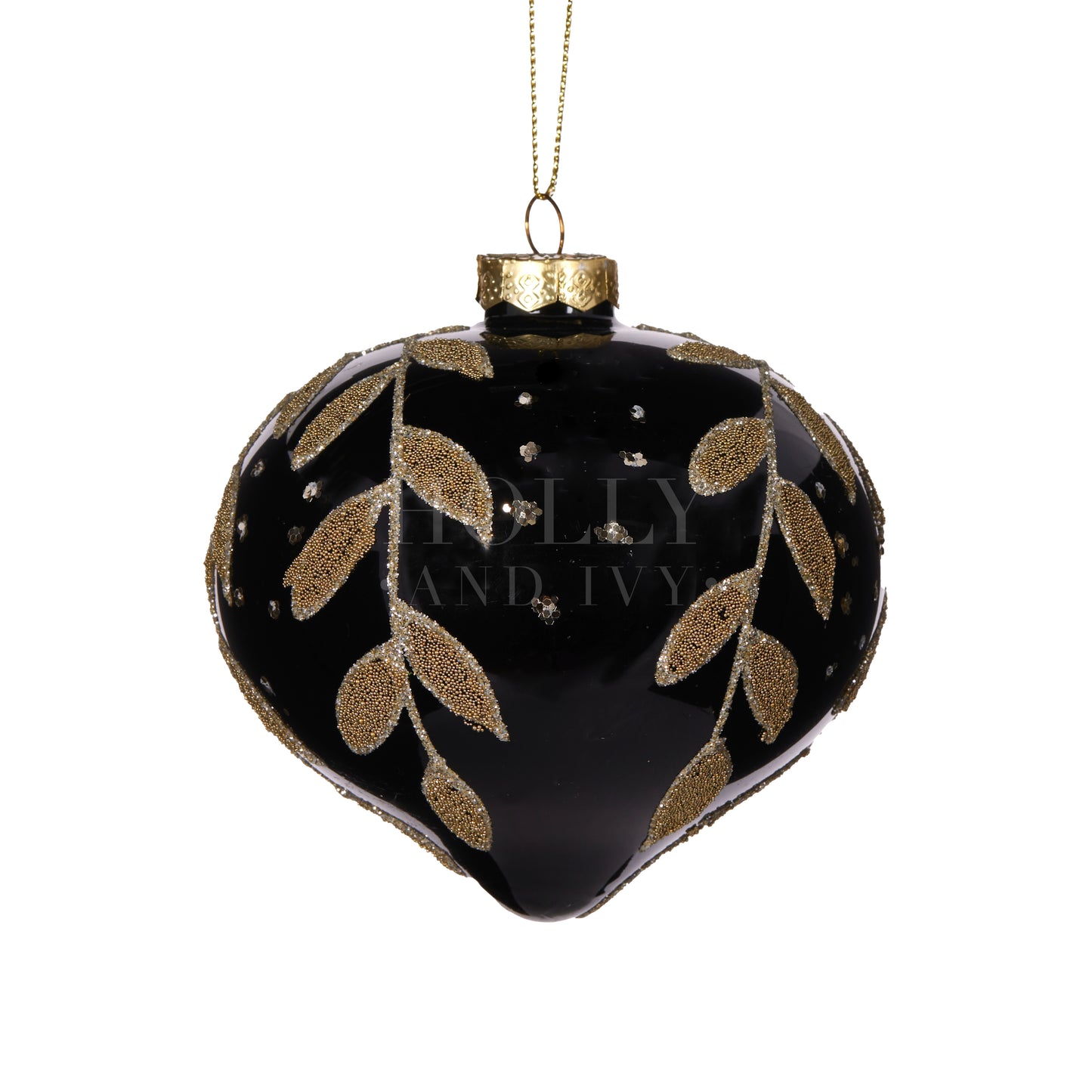 Black & Gold Leaf Onion Bauble