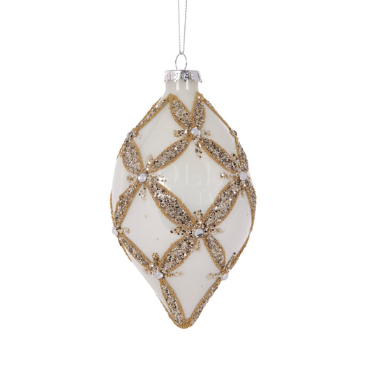 Ivory Harlequin Drop Bauble