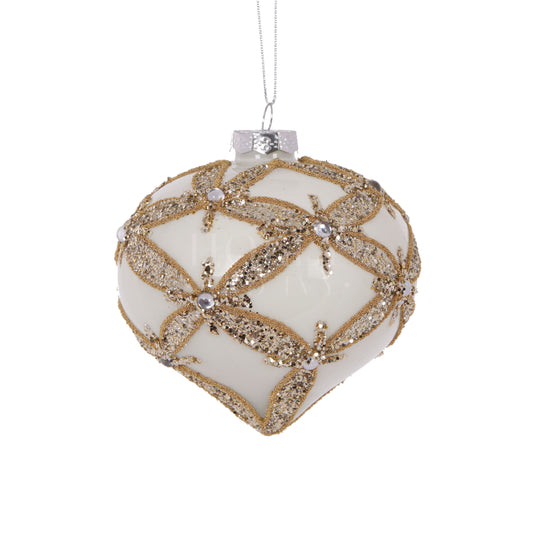 Ivory Harlequin Onion Bauble