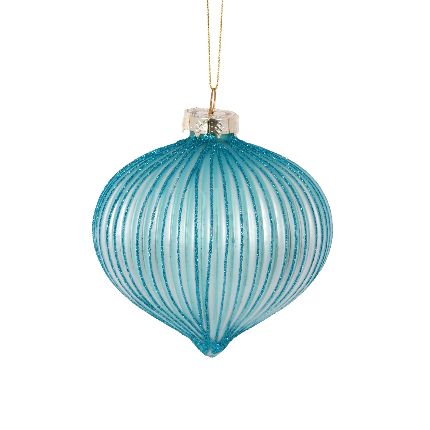 Blue Striped Long Drop Bauble