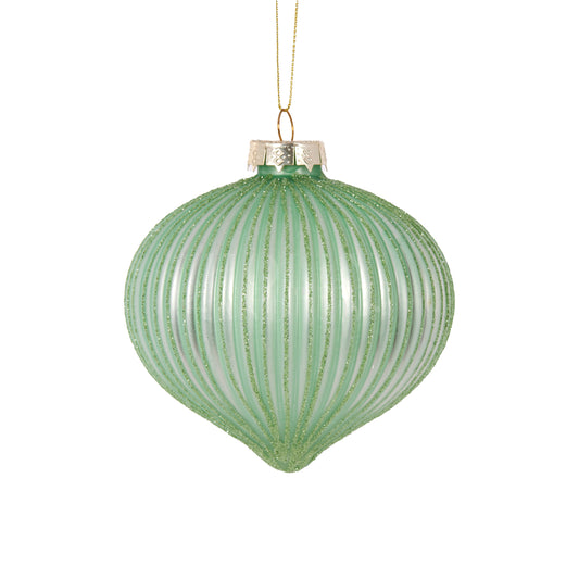 Mint Striped Long Drop Bauble