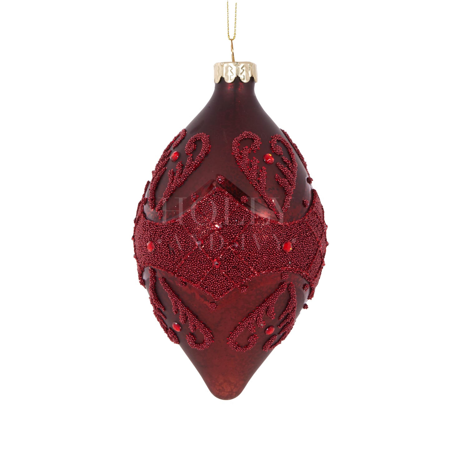 Burgundy Beaded Long Drop Bauble