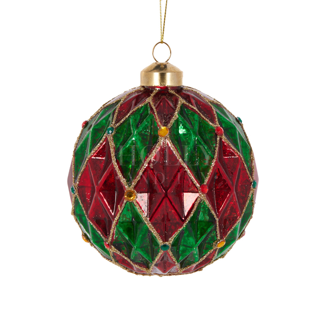 Red & Green Harlequin Bauble