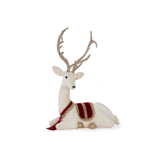 Majestic Cream & Burgundy Reindeer Sitting