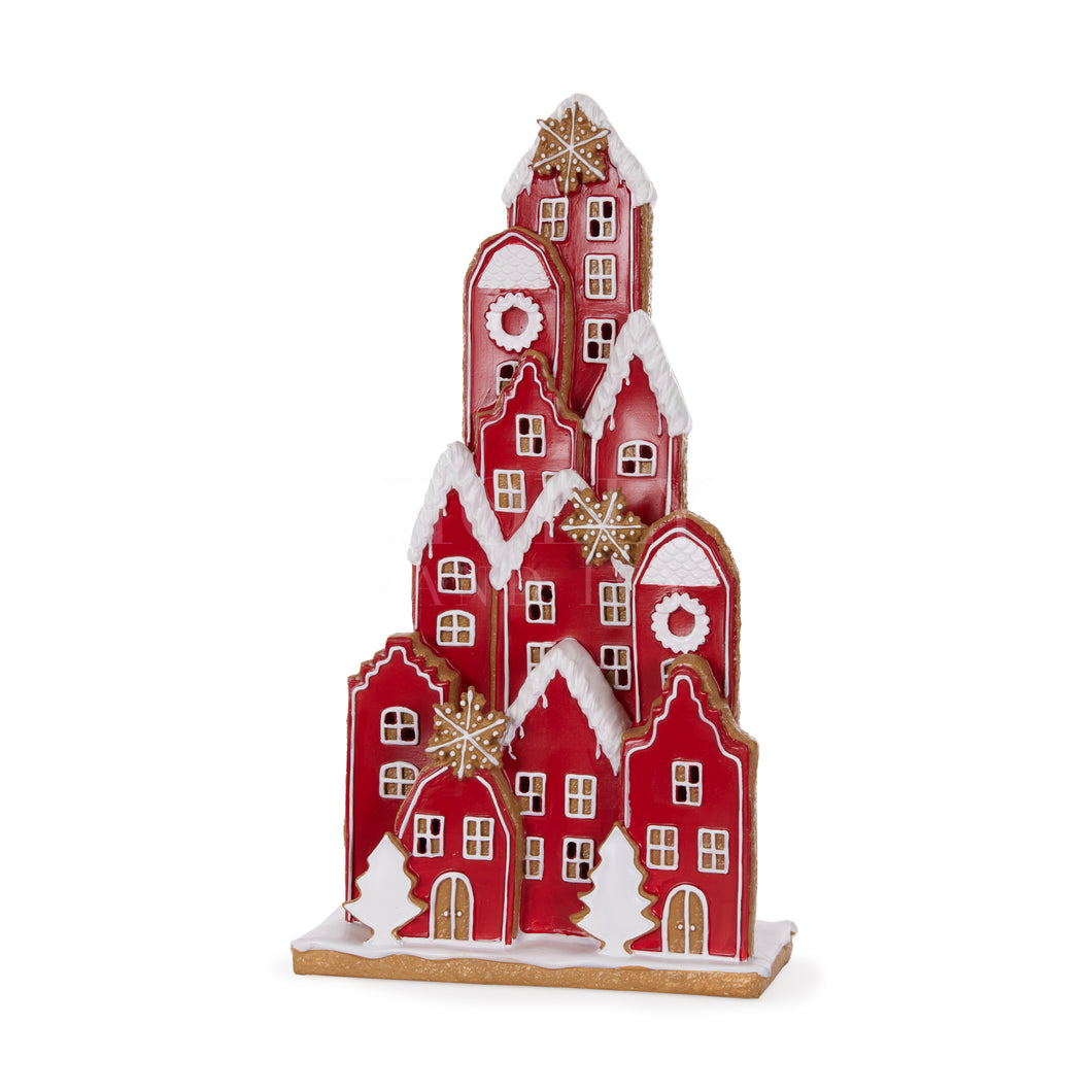 Led Red Iced Gingerbread Village