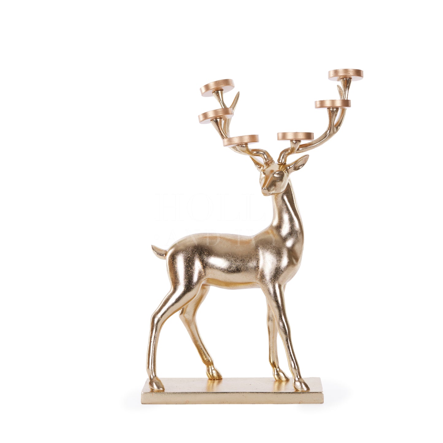 Set Of 2 Golden Deer T/Light Holders