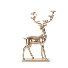 Load image into Gallery viewer, Set Of 2 Golden Deer T/Light Holders
