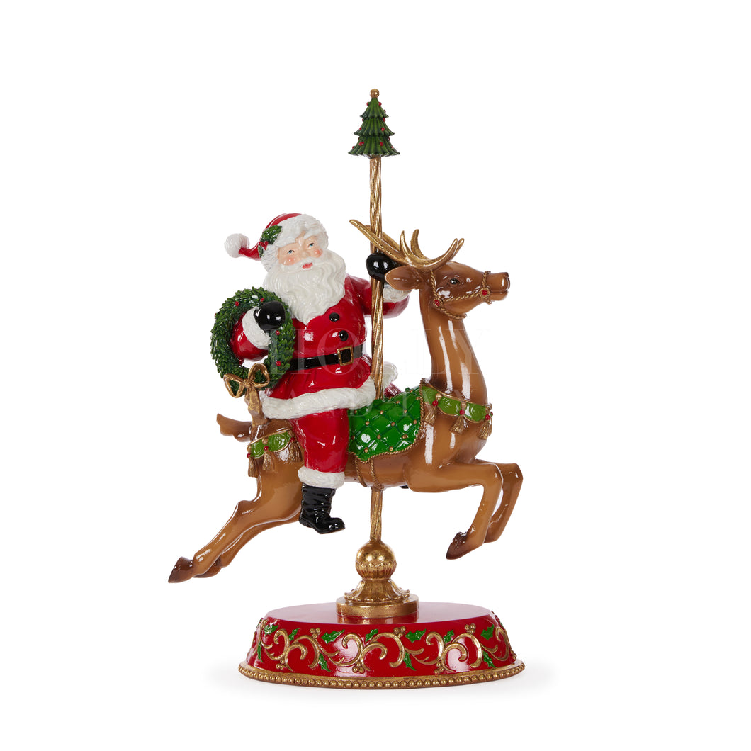 Elaborate Santa On Reindeer Carousel
