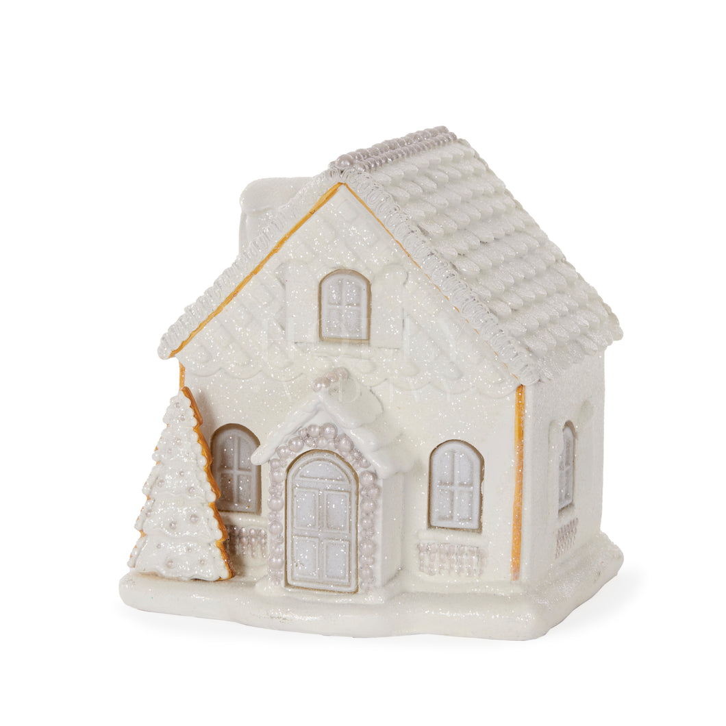 Led White Shortbread House With Tree