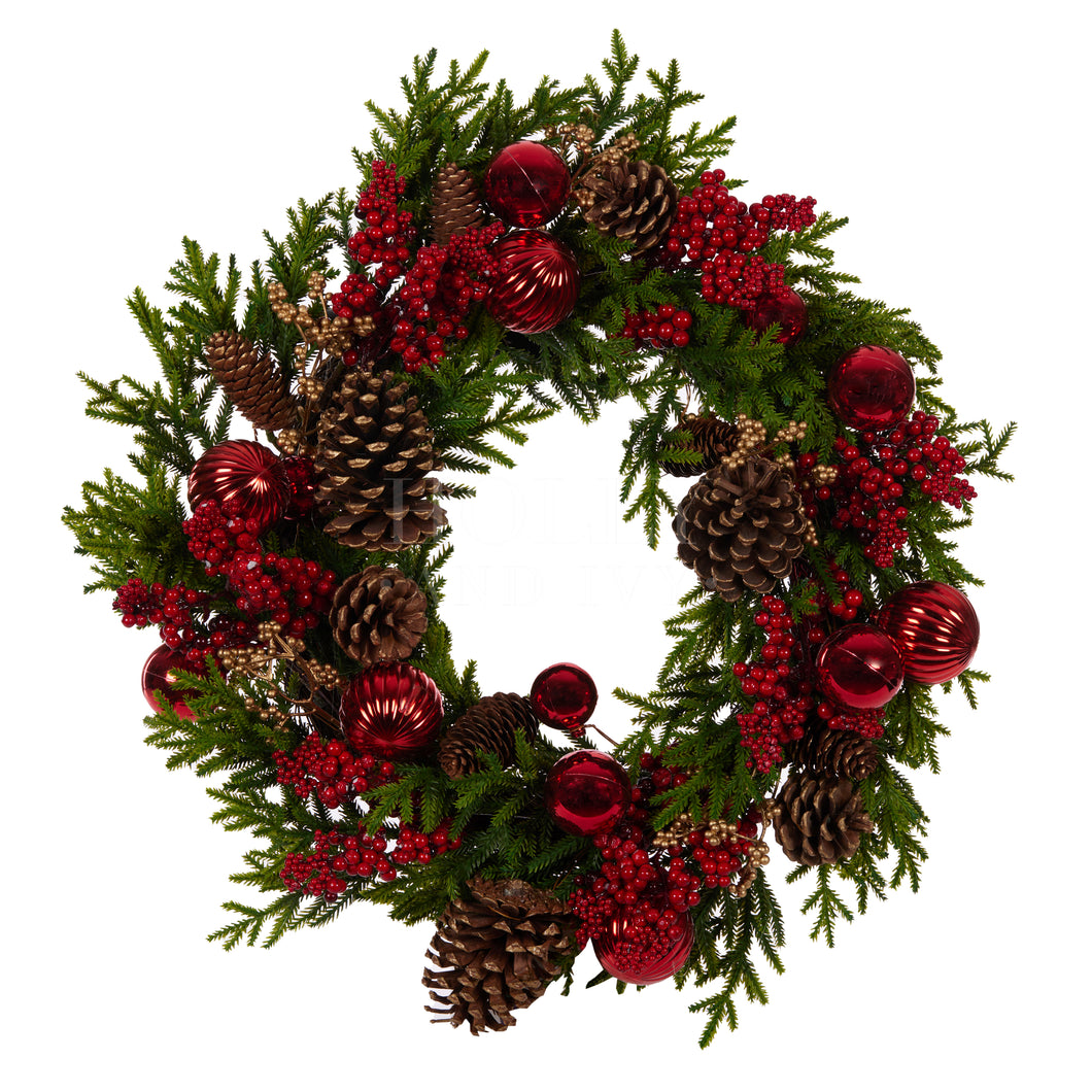Luxe Red Bauble Wreath