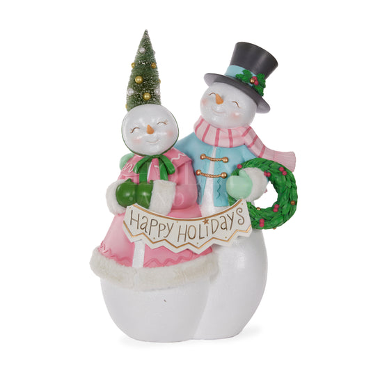 Vintage Happy Holidays Snowman Couple