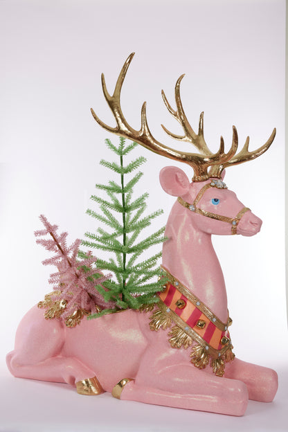 Majestic Pink Embellished Deer Pot