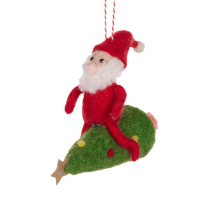 Wool Santa On Tree
