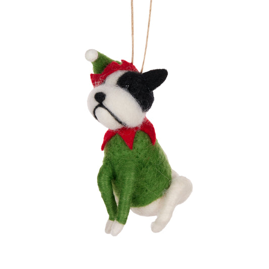 Wool Bulldog In Elf Suit