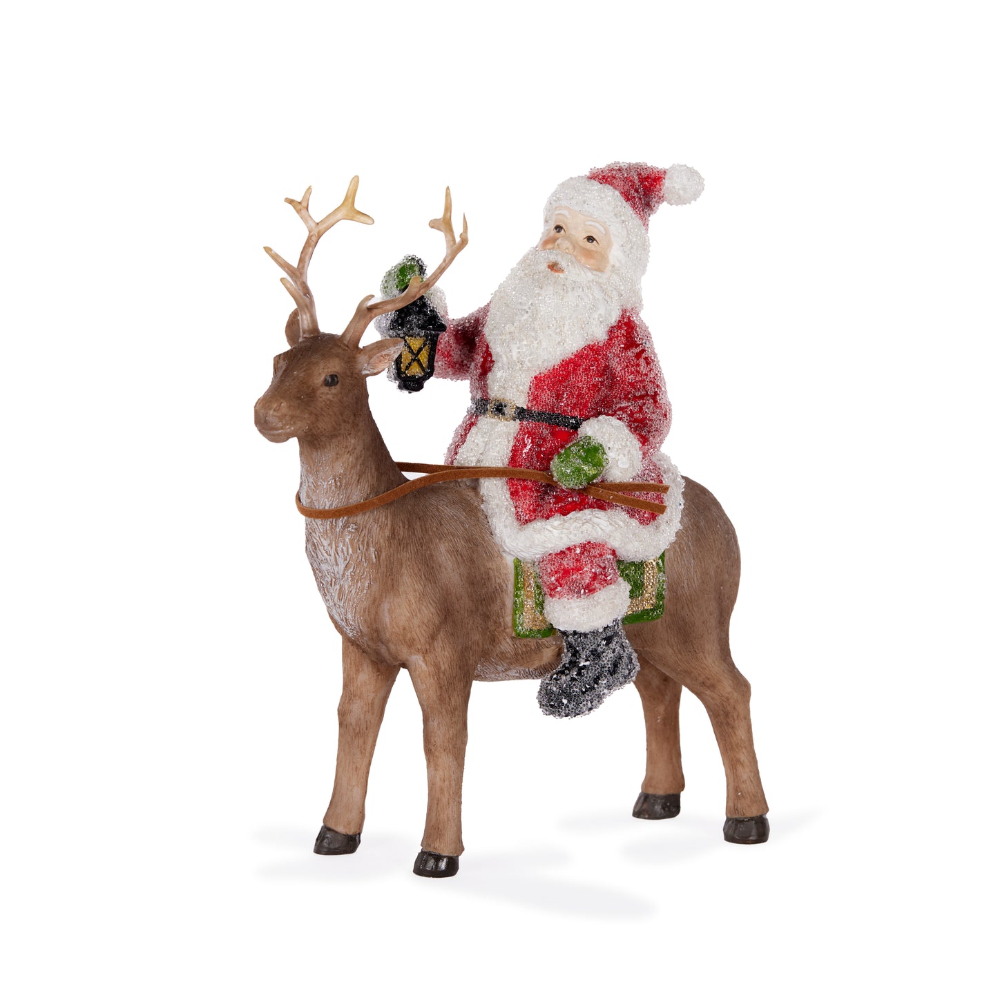 19Cm Red Santa On Reindeer