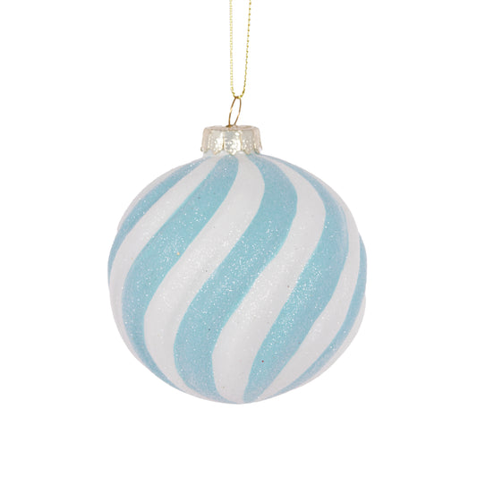 Blue And White Glitter Swirl Bauble