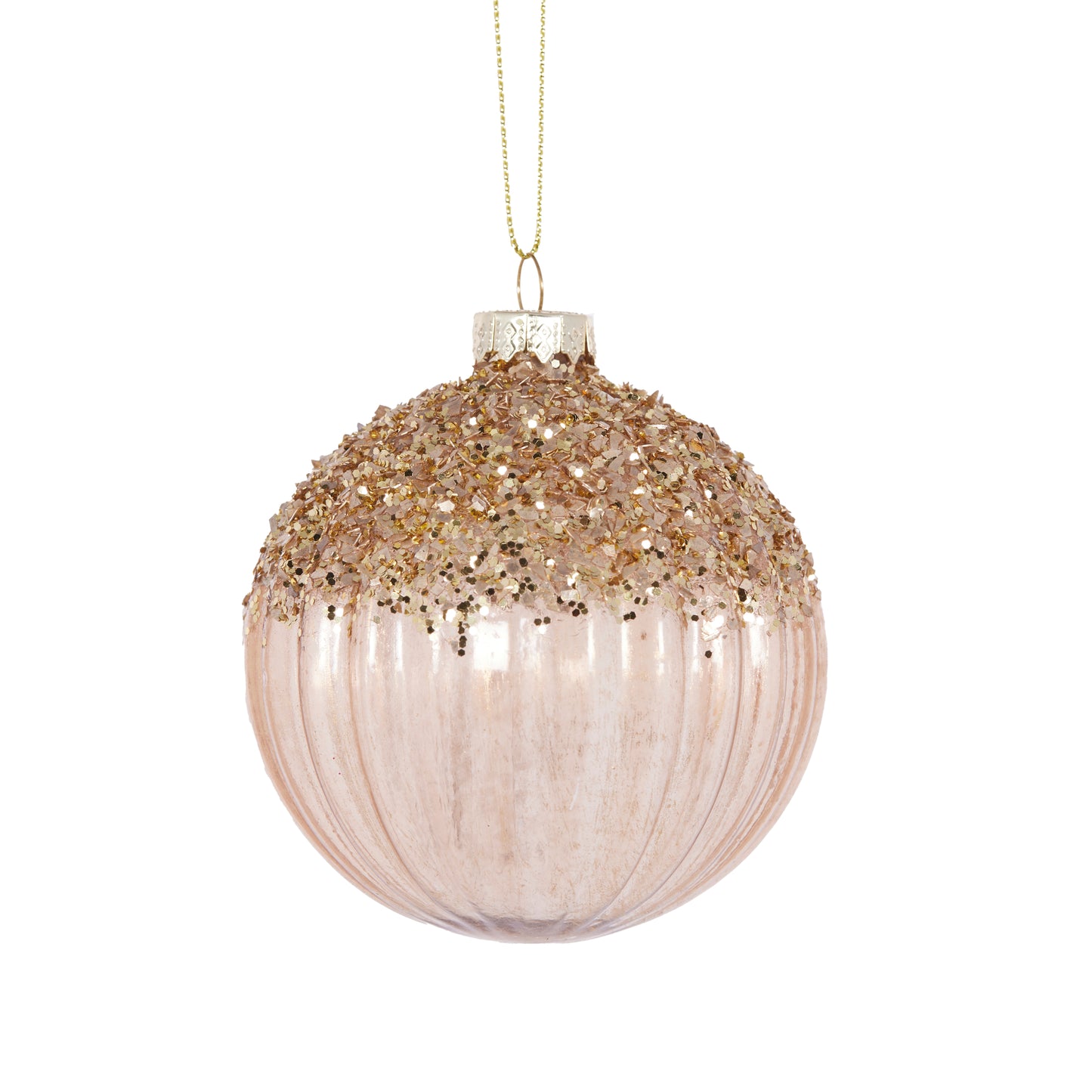 Smokey Champagne Glitter Bauble