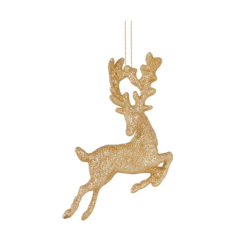 Gold Glitter Reindeer Ornament